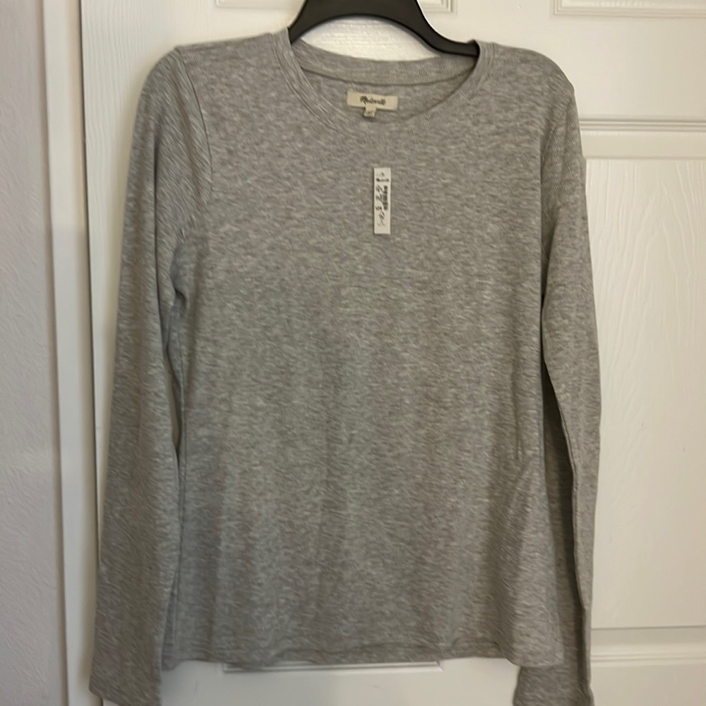 NWT Madewell gray ribbed long sleeve t shirt